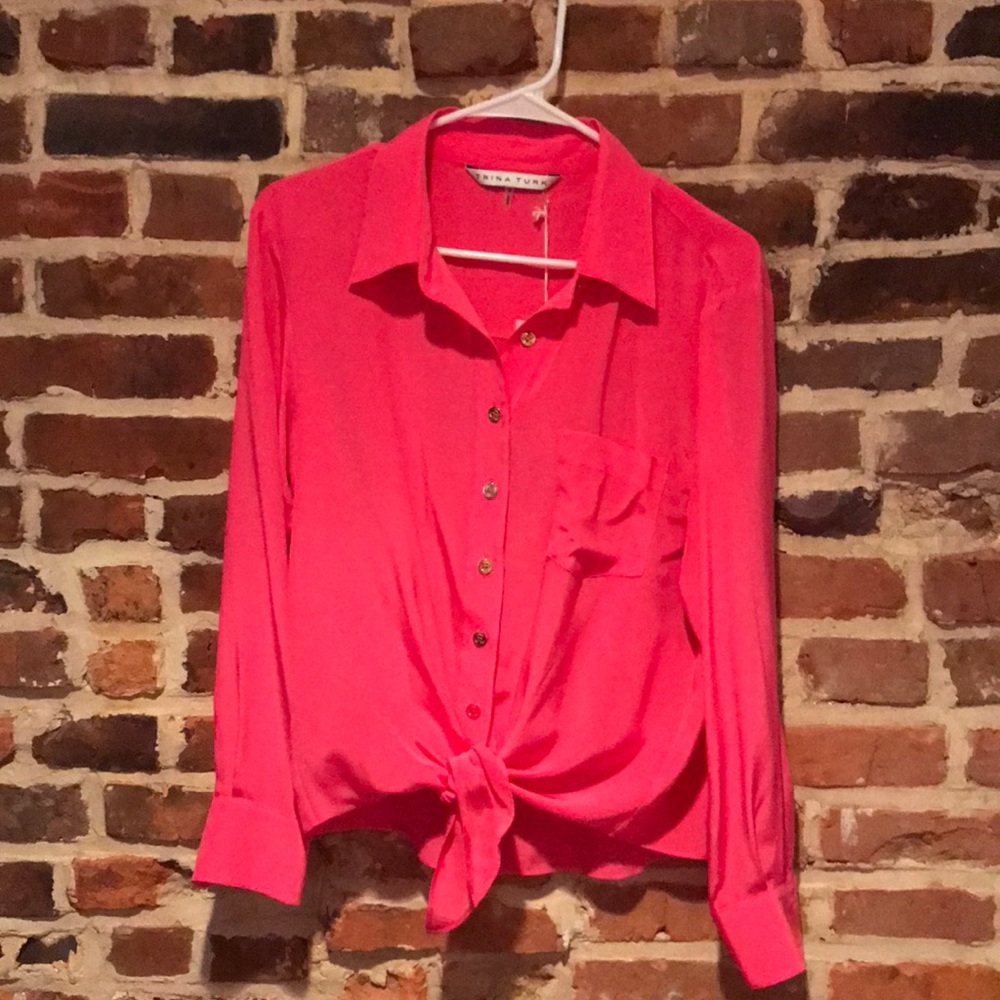 Trina Turk NWT PINK tie shirt